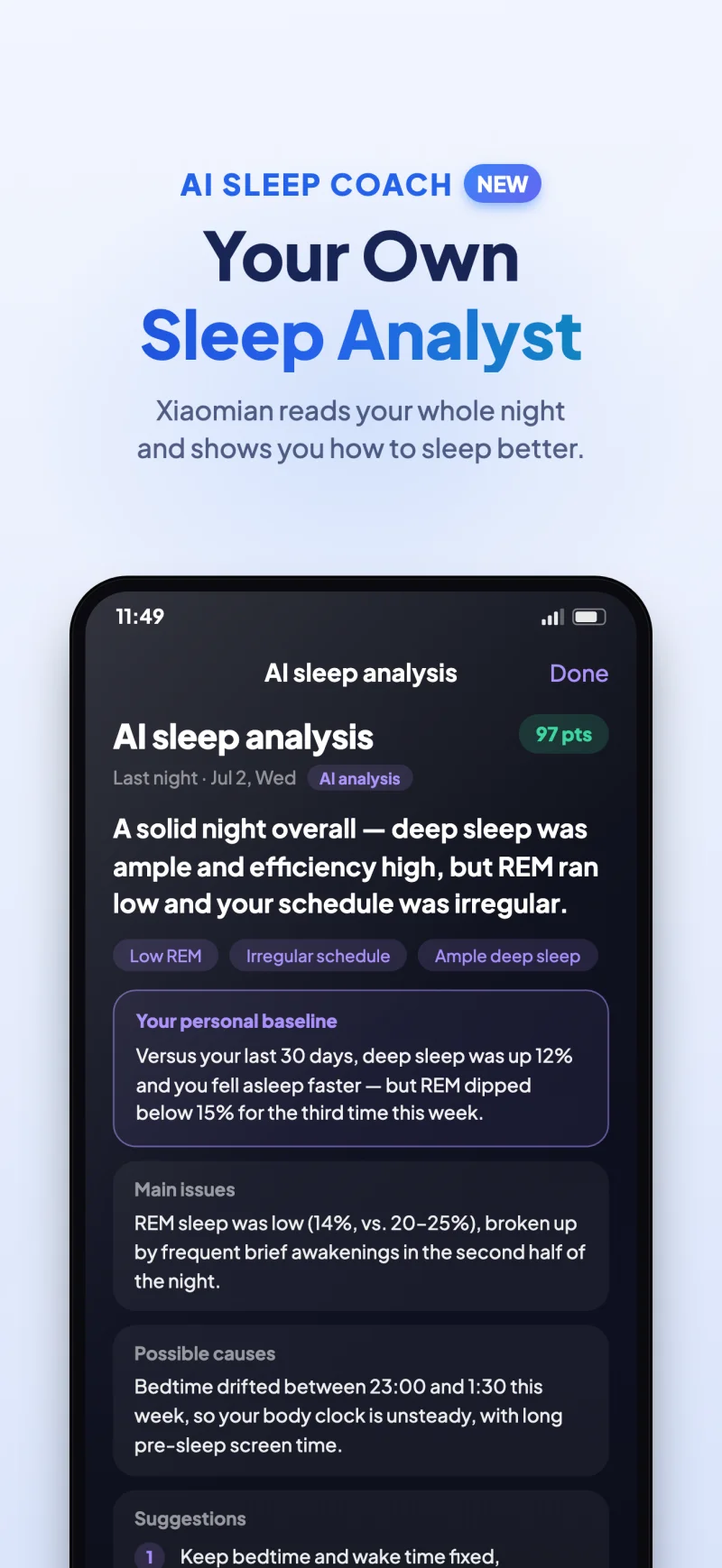 Sleep Island app AI sleep coach and insights preview