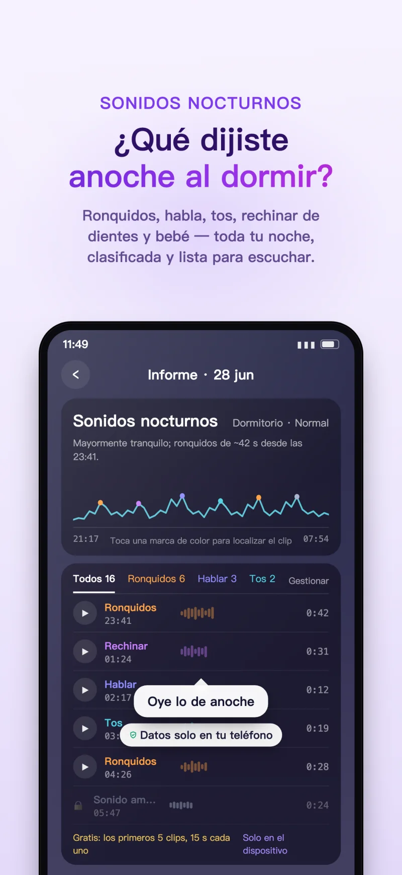 Sleep Island app night sounds and snoring replay feature preview