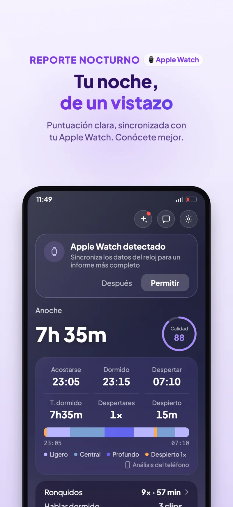 Sleep Island app daily report and sleep score preview