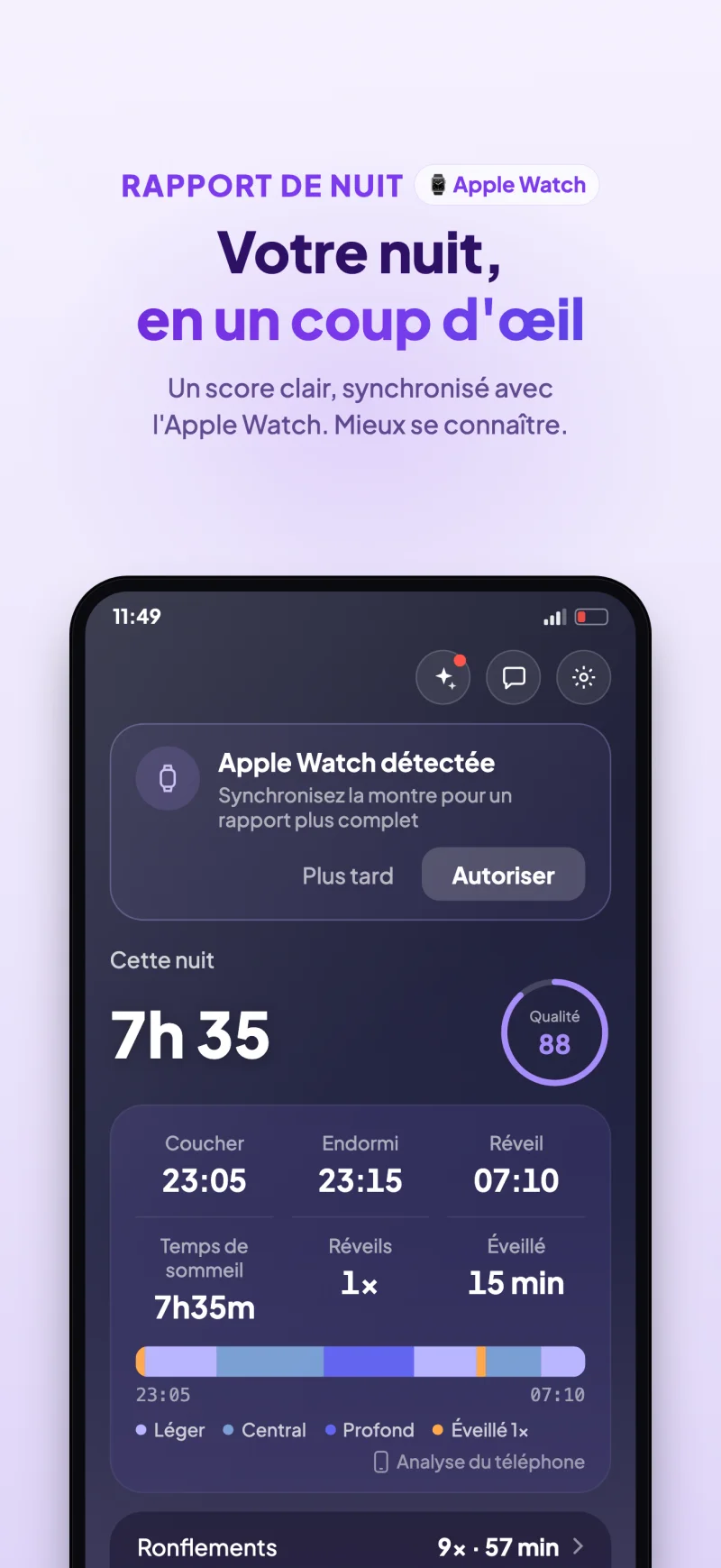 Sleep Island app daily report and sleep score preview