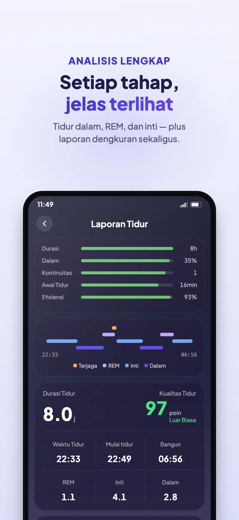 Sleep Island app detailed sleep stage breakdown preview