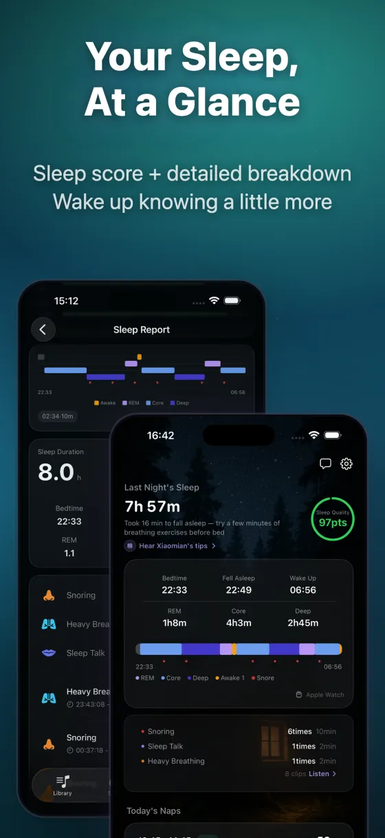 Sleep Island sleep report screen